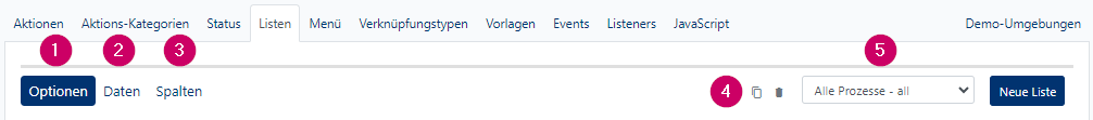 Listenkonfiguration