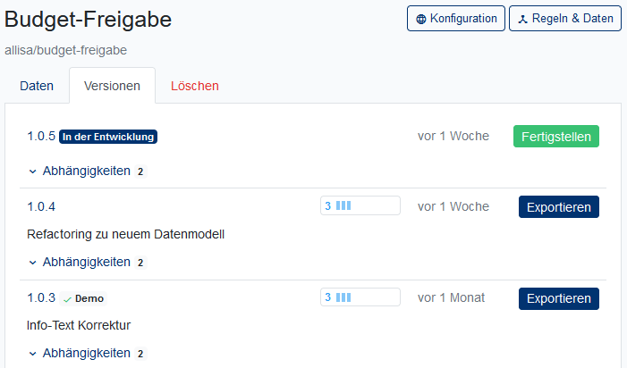 Prozessfabrik Versionen