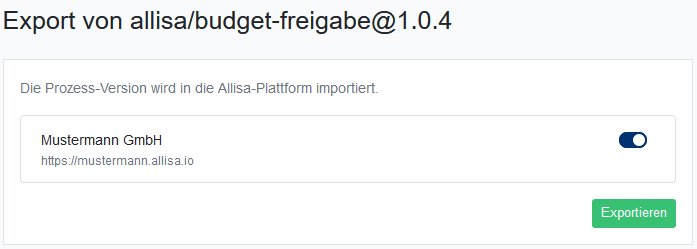 Prozessfabrik Export