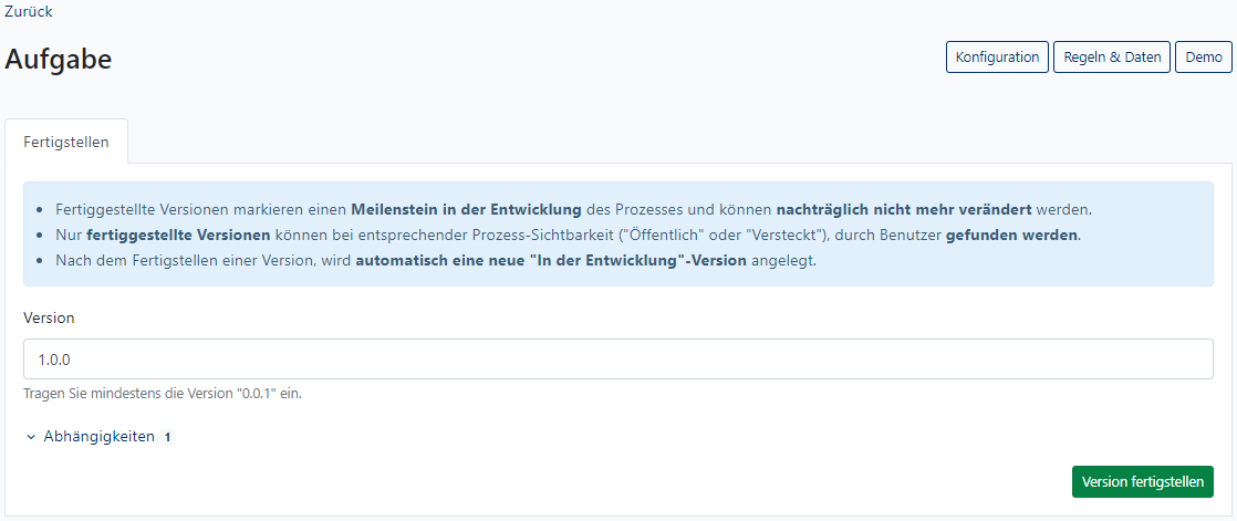 Fertigstellen - Version