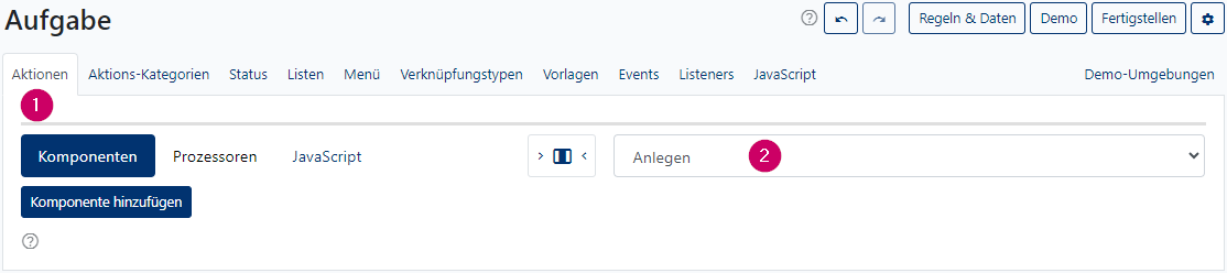 Konfiguration - Aktionen