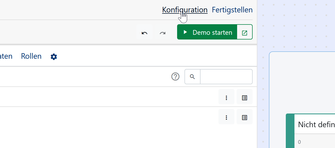 Wechsel zum Konfigurationsbereich